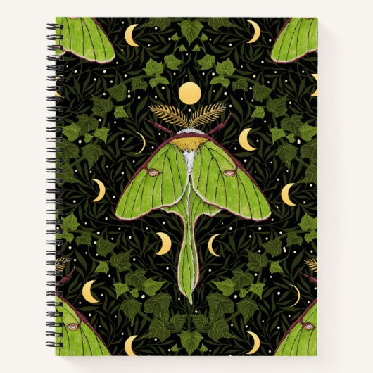 Lunamotten, Mondphasen und Efeu-Damast 2 Notizblock (Vorderseite)