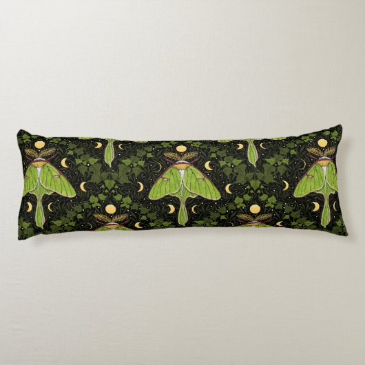 Lunamotten, Mondphasen und Efeu-Damast 2 Seitenschläferkissen (Rückseite)