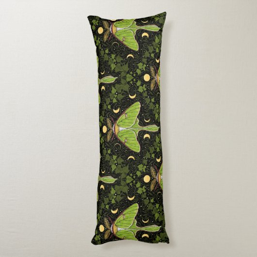 Lunamotten, Mondphasen und Efeu-Damast 2 Seitenschläferkissen (Rückseite (Vertikal))