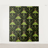 Lunamotten, Mondphasen und Efeu-Damast 2 Wandteppich (Vorderseite)