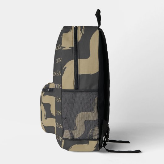 LUNANCÉA Abstract Backpack – Gold & Dark Style Bedruckter Rucksack (Rechts)