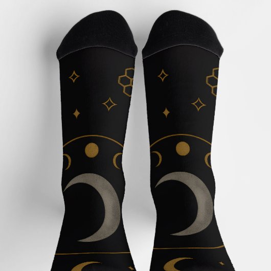 Lunar Alchemy – Celestial Bee & Moon Phase Occult  Socken (Oben)