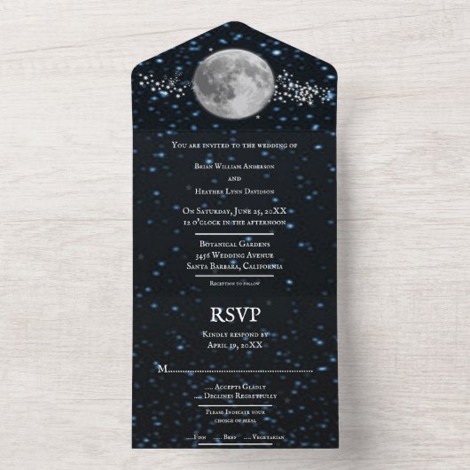 Lunar All in One Wedding Einladung (Innen Boden)