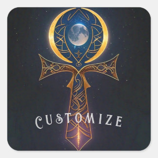 Lunar Ankh Quadratischer Aufkleber