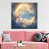 Lunar Bloom Mandala Boho Wall Art Leinwanddruck (Insitu (Wohnzimmer))