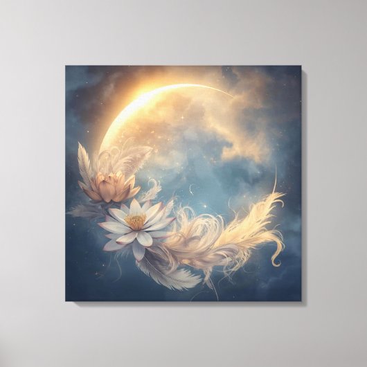 Lunar Bloom Mandala Boho Wall Art Leinwanddruck (Vorderseite)
