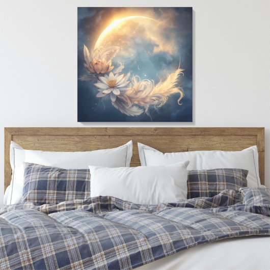 Lunar Bloom Mandala Boho Wall Art Leinwanddruck (Insitu (Schlafzimmer))