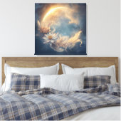Lunar Bloom Mandala Boho Wandkunst Leinwanddruck (Insitu (Schlafzimmer))