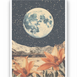 Lunar Bloom Over Sandy Peaks Aufkleber
