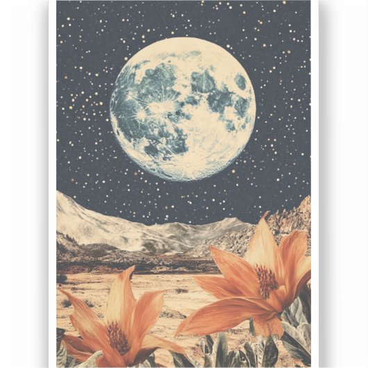 Lunar Bloom Over Sandy Peaks Aufkleber (Vorderseite)