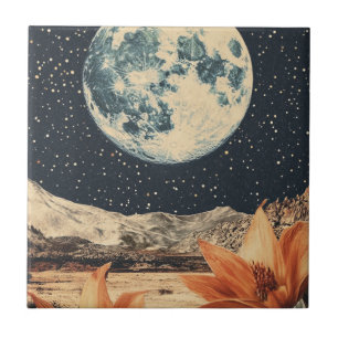 Lunar Bloom Over Sandy Peaks Fliese