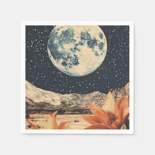 Lunar Bloom Over Sandy Peaks Serviette (Vorderseite)