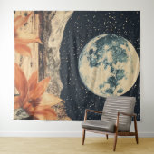 Lunar Bloom Over Sandy Peaks Wandteppich (Beispiel (Horizontal))