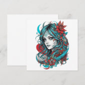 Lunar Blossom Reverie Turquoise Moonchild Crimson  Einladung (Vorne/Hinten)