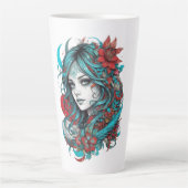 Lunar Blossom Reverie Turquoise Moonchild Crimson Milchtasse (Vorderseite)