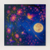 Lunar Blossom Sanctuary - Moonlit Garden Puzzle of (Horizontal)