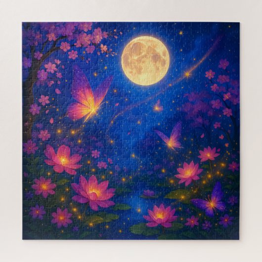 Lunar Blossom Sanctuary - Moonlit Garden Puzzle of (Vertikal)