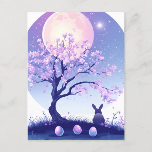 Lunar Bunny Night Feiertagspostkarte