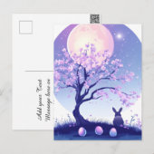 Lunar Bunny Night Feiertagspostkarte (Vorne/Hinten)