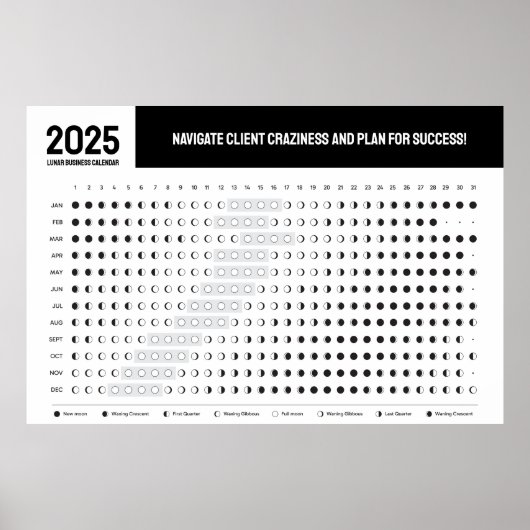 Lunar Business Calendar Vollmond Zuneigung Poster (Vorne)