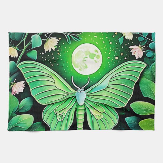 Lunar Butterfly Bloom Design Geschirrtuch (Horizontal)