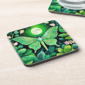 Lunar Butterfly Bloom Design Getränkeuntersetzer (Linke Seite)