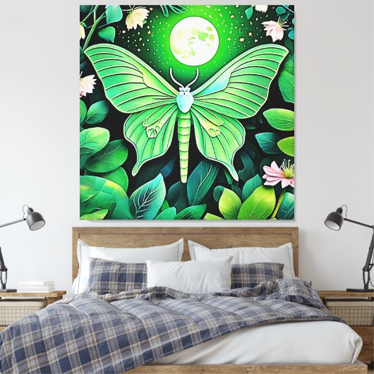 Lunar Butterfly Bloom Design Leinwanddruck (Insitu (Schlafzimmer))