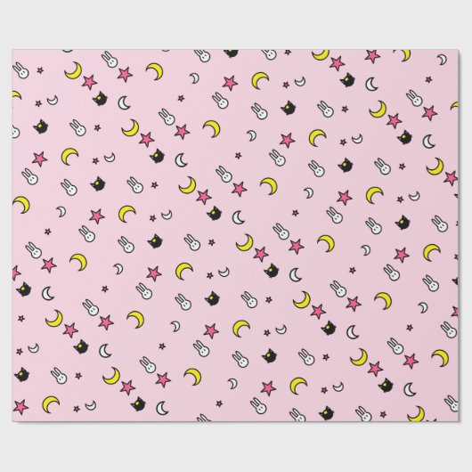 Lunar Cat Bunny Star Wrapping Paper Geschenkpapier (Flach)