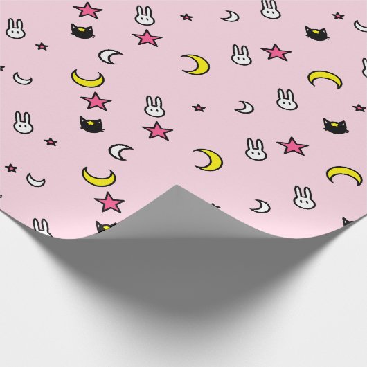 Lunar Cat Bunny Star Wrapping Paper Geschenkpapier (Ecke)