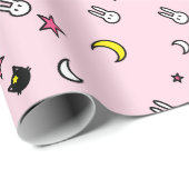 Lunar Cat Bunny Star Wrapping Paper Geschenkpapier (Rolleneckpunkt)