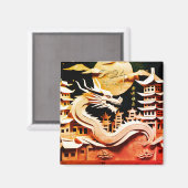 Lunar Chinese New Year of the Dragon 2024 SqM2 Magnet (Vorderseite/Rückseite)