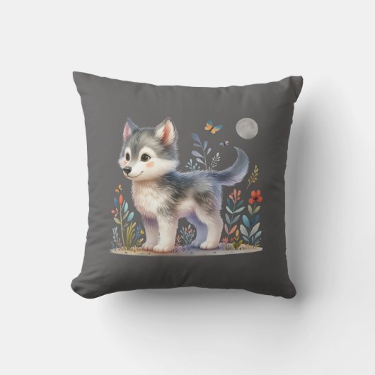 Lunar Cub - Baby Wolf Pillow Kissen (Vorderseite)