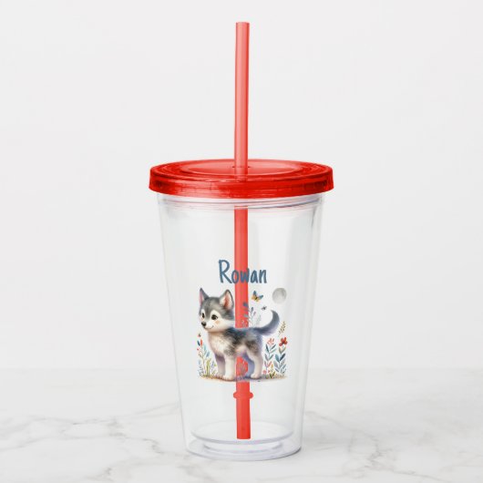Lunar Cub - Baby Wolf Tumbler Acryltrinkbecher (Vorderseite)