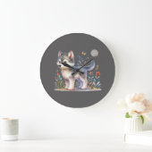Lunar Cub - Baby Wolf Wall Clock Große Wanduhr (Zuhause)