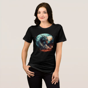 Lunar Dragon Over Fiery Mountains Tri-Blend Shirt