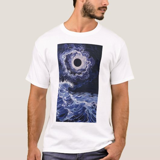Lunar Eclipse Blau-Weiß-T - Shirt (Vorderseite)