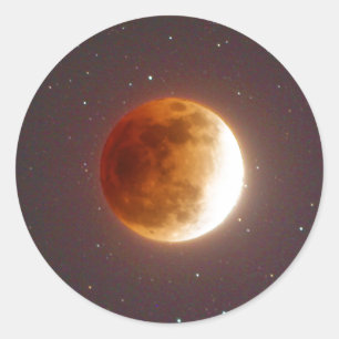 Lunar Eclipse Blood Moon Runder Aufkleber