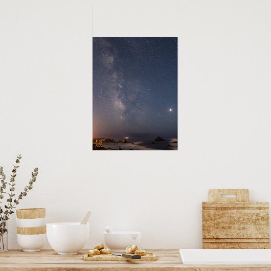 Lunar Eclipse & Milky Way | Bandon Beach Oregon Poster (Küche)
