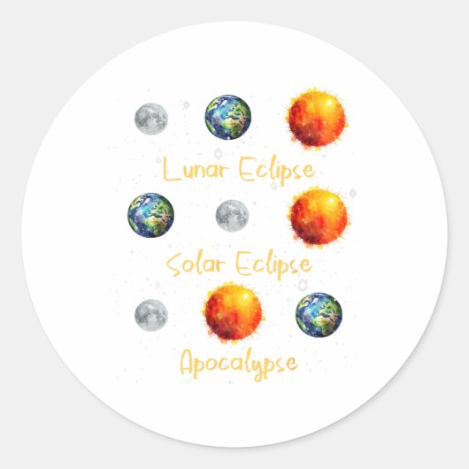 Lunar Eclipse Solar Eclipse und Apokalypse Funny s Runder Aufkleber (Vorderseite)