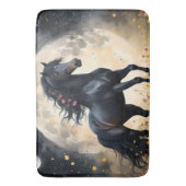 Lunar Elegance: Schwarzes Fantasy - Pferd mit dem  Badematte (Vorderseite Vertikal)