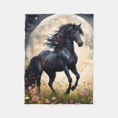 Lunar Elegance: Schwarzes Fantasy - Pferd mit dem Fleecedecke (Vorderseite)