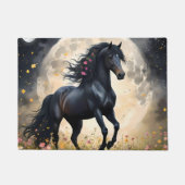 Lunar Elegance: Schwarzes Fantasy - Pferd mit dem Fußmatte (Vorderseite)