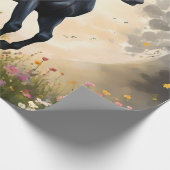 Lunar Elegance: Schwarzes Fantasy - Pferd mit dem  Geschenkpapier (Ecke)