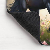 Lunar Elegance: Schwarzes Fantasy - Pferd mit dem Mousepad (Ecke)