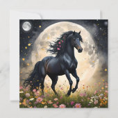 Lunar Elegance: Schwarzes Fantasy - Pferd mit dem Save The Date (Rückseite)