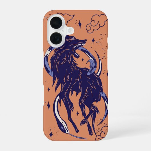 Lunar Fang – Schlangenwolf iPhone 16 Hülle (Rückseite)