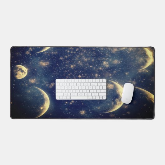 Lunar Glow Desk mat Night Sky Design Schreibtischunterlage (Tastatur & Maus)