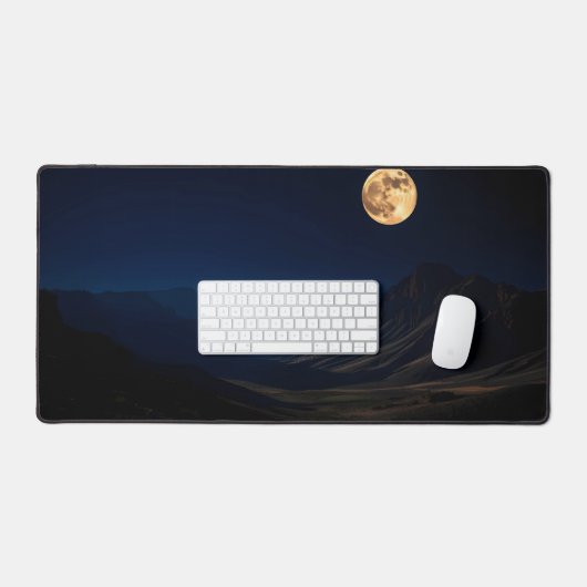 Lunar Glow Desk Mat - Vollmond über ruhiges Mund Schreibtischunterlage (Tastatur & Maus)