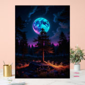 Lunar Glow Forest - ruhige kosmische Nightscape Acrylschild (Hochzeit)