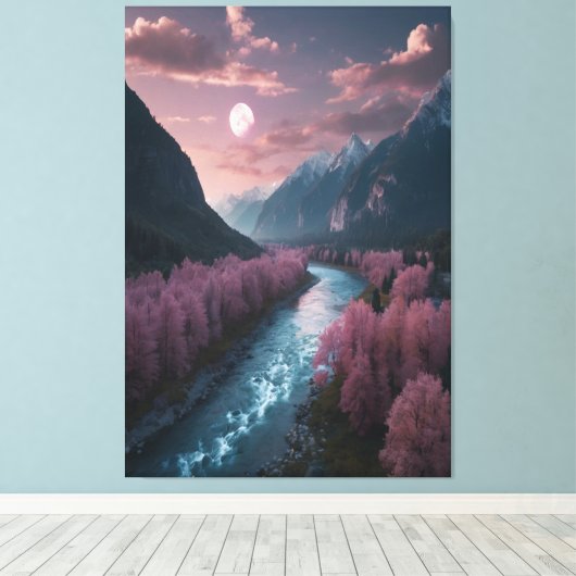 Lunar Glow Leinwand - Dreamy Night Sky Art (Insitu (Holzboden))